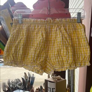 Sunny Yellow Gingham High Waist Women's Shorts